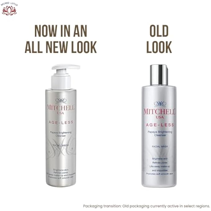 MITCHELL USA AGE-LESS PAPAYA BRIGHTENING CLEANSER - HYDRATING & MOISTURIZING FACIAL WASH - ANTI AGING FACE CLEANSER - EXFOLIATING FACIAL CLEANSER - FOAMING FACE WASH WITH LOTUS SEED EXTRACT, ALOE VERA - Image 4